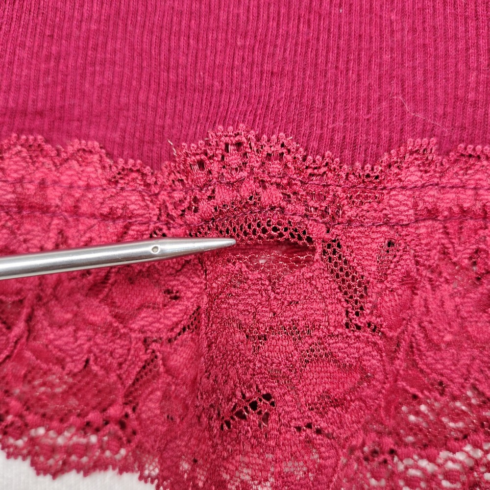 Abercrombie & Fitch Burgundy Ribbed Lace Trim Cami Top Red Small - Picture 7 of 10